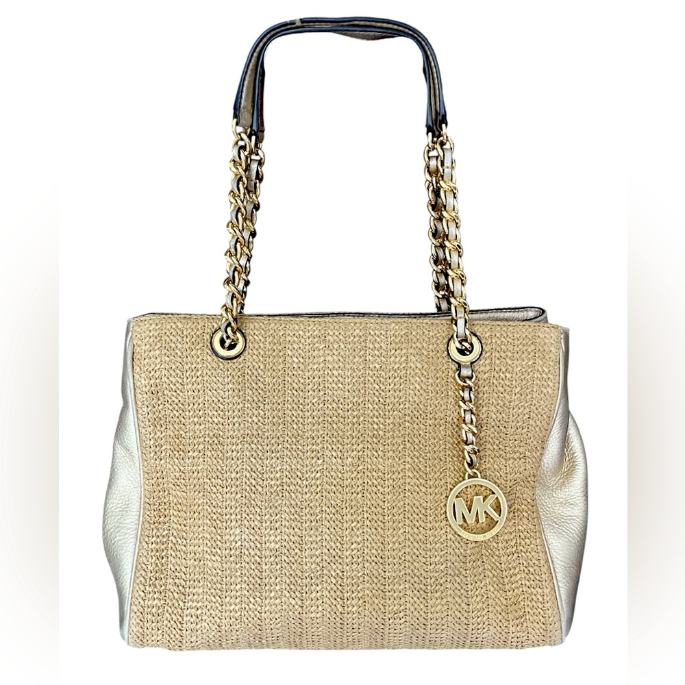 Michael Kors “Susannah” Gold & Straw Handbag